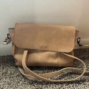 Able Beige Leather Crossbody Purse